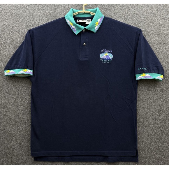 Vintage Disney Polo Shirt Mens Large Blue Old Key West Resort Member Mickey USA‎